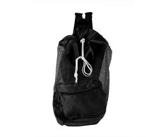 Fdit Sac À Dos Enfants Mesh Cordon Portable Grand Sac De Plage De Maille pour Jouets De Piscine(Noir)