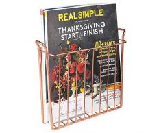 mDesign porte-revue mural – porte-magazine pratique en métal pour salle de bain et bureau – porte-journal moderne pour montage mural pour livres et tablettes – couleur or rouge