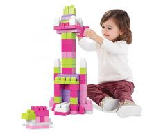 Mega Bloks Sac rose, jeu de blocs de construction, 80 pièces, jouet pour bébé et enfant de 1 à 5 ans, DCH62