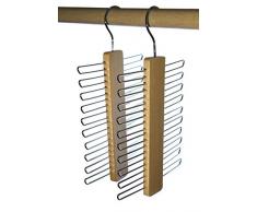 Cintre Porte-Cravates - Bois de Hêtre - 20 Cravates, 2 Pièces