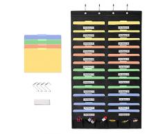 Magicfly Porte-Revue Document Organisateur Mural Suspendu à 24 Poches, Rangement Dossier Papier Fichier A4 Dessus de la Porte Multifonctionnelle pour la maison, lécole, le bureau (Noir)