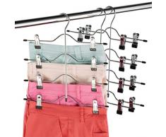 4 étages Pantalon Jupe Cintre (lot de 3) robuste Luxe Chrome avec antidérapant en vinyle Noir Clips, Multi Pantalon Cintre pour jupes, pantalons, métal, Jeans, et plus encore.