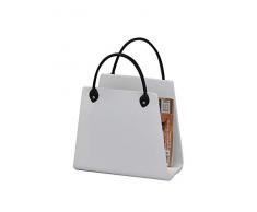 Meubletmoi Porte-revues en Bois de qualité Forme Sac à Main avec Anse Aspect Cuir - Idéal Magazines, Livres, revues - Collection Look – Blanc