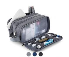 Trousse de Toilette de Voyage Grande capacité Imperméable pour Femmes/Hommes Portable Trousse de Voyage Cosmétique Maquillage Solide Multifonction Organisateur (Gris)
