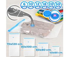 Jago Lot de Sacs de Rangement sous Vide - 70x120 cm, 80x100 cm, 60x80 cm, 40x60 cm, Réutilisables, Aspirables, Set au Choix - Sac de Compression, Housse de Rangement pour Voyage, Vêtements (12x)