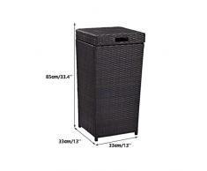 Kiter-bin Poubelle d'extérieur en rotin - Poubelle carrée pour Cuisine, Chambre, Jardin, A