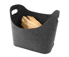 Panier de cheminée pliable en feutre pour cheminée, sac à bûches, sac de transport pour bois, porte-journaux, magazines, sac de courses, panier de rangement, Pas de zéro, gris foncé, Taille unique