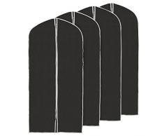 EZOWare Housse de Vêtements Pliables en Tissu Non-Tissé Respirant, Housse de Protection, pour Costume d’Homme, Blouse de Travail de Femme, Jupe Plissée Longue – Lot de 4, 60 x 150 cm, Noir