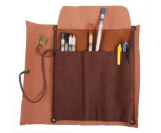 niceeshop(TM) Rétro Trousse de Stylo/Sac de Cosmétique en Canevas Imprimé Carte Au Trésor avec Un Pendentif en Forme de Crâne, Brun Foncé