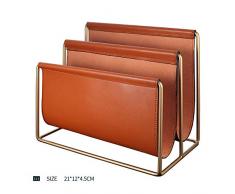 XLYAN Porte-Magazine élégant en Cuir Métal Porte-Revue Autoportant pour La Salle De Bain Porte-Journal Raffiné Aussi Utilisable pour des Livres, Tablettes,Orange
