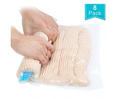 [8 Paquets]Sac de Compression sous Vide, Lot de 8 Housses de Rangement à Rouler pour Voyage,Économisez de lespace, Idéal pour Vêtements, Couvertures, Serviettes, Pas besoin de l’Aspirateur ou de Pomp