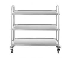 Royal Catering Chariot de Service Desserte Cuisine à roulettes 3 Plateaux RCSW 3 (101x55x96,5cm, capacité de Charge 480 kg, épaisseur des étagères 3cm)