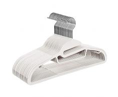 SONGMICS Lot de 20 cintres antidérapants en Plastique de qualité supérieure, Fins et résistants pour Adulte Épaisseur 0,5 cm Largeur 41,5 cm Blanc CRP41W