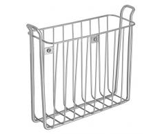 InterDesign Classico porte-magazines à suspendre, panier mural à journaux en métal pour salle de bain, cuisine, chambre, argenté