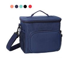 esonmus Sac Isotherme Repas,Glaciere Souple Isotherme Grande Capacité Lunch Bag pour Déjeuner, école, Bureau, Pique-Nique avec Bandoulière Détachable 10L (Bleu)