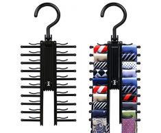 Black Tie Ceinture rack Organisateur cravate Porte Cintres robuste Rotation pour ouvrir/fermer cravates et ceintures Hanger 2 PCS