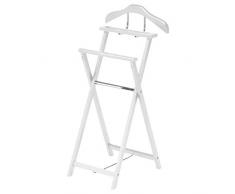 IDIMEX Valet de Chambre ERNO chevalet de Nuit Double Portant Repliable pour vêtements, en pin Massif lasuré Blanc