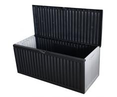 Coffre de rangement en plastique pour le jardin coffre de jardin 350 L 120x54x52cm anthracite pour les coussins mobilier de jardin salon de jardin