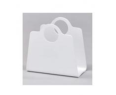 Meubletmoi Porte-revues Sac Blanc Bois - Range-Magazines Design Moderne - Handbag Blanc