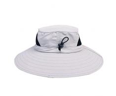 Larges bords Fischer Chapeaux chapeau de brousse – Protection Solaire UPF 50 + chapeau – Adulte unisexe Poubelle Chapeaux Casquette avec kinnband Pêche Chapeaux pour extérieur randonnée (gris clair)