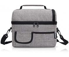 PuTwo Sac Isotherme Grande Capacité 8L Sac Repas Pour Enfant Travail Pique-Nique - Gris