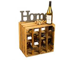 Kistenkolli Altes Land® Boîte de rangement pour 16 bouteilles de vin Blanc/naturel/flammé 40 x 40 x 27 cm, Bois dense, Casier à vin flammé., 40x40x27cm
