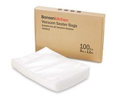 Bonsenkitchen Sacs Sous Vide Alimentaire 100 Sachets 20 x 30 cm pour Machine Sous Vide - Sacs à Faire le Vide dair Gaufrés pour la Conservation des Aliments et la Cuisson - VB3812