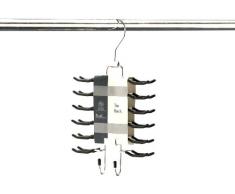 H & L Russel Ltd Tie Hanger/Tie Organiser with 24 Non-Slip Bars & Swivel Hook and 2 Additional Hooks to Store Belts, Adult Size