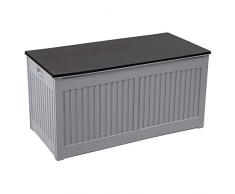 Coffre de Rangement Effet Bois 107x51x53 cm Couvercle Rabattable Stockage Jardin 270L