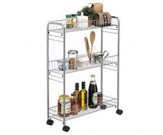 IDIMEX Desserte à roulettes Zeta Chariot de Service pour Cuisine ou Salle de Bain Meuble de Rangement avec 3 paniers, en métal chromé
