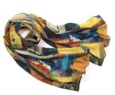 prettystern 160cm Écharpe en 100% Soie roulé à la Main portant une peinture de Wassily Kandinsky - Cercles rayures