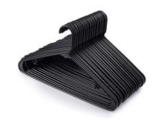 HOUSE DAY Lot de 24 Cintres en Plastique en Haute Qualité Adultes Cintre Résistant et Fin, Peu Encombrant 42cm Longueur Noir