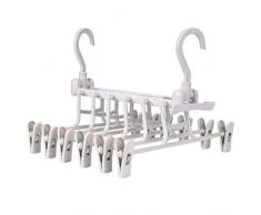 Cintres Porte-Pantalons Multiples Niveaux, Gain de Place 6 in 1 Rangement Magique Antidérapant, avec Adjustable Pinces Crochet pivotant à 360° pour Jeans, Robes, Pantalons