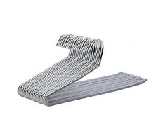 SONGMICS CRI04G-20 Lot de 20 cintres en métal avec extrémité Ouverte et revêtement antidérapant pour économiser de lespace Gris 38 cm