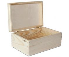Creative Deco Grande Boîte de Rangement Bois | 30 x 20 x 14 cm | Non Peinte | Caisse Coffre à Décorer avec Couvercle | Plusieurs Couleurs | Parfait pour Jouets, Outils, Documents et Objets
