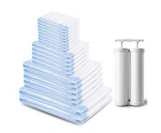 Housse de Rangement sous Vide Rangement Cuisine 20 Sacs (8*Petite + 5*Grande + 5*Extra Grands + 2*Jumbo) Sac Sous Vide Vêtement Aspirateur pour Couettes, Literie, Oreillers, Couvertures et Rideaux