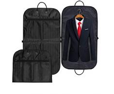 Housse Costumes Housse de Costume Voyage Pliable Housse de Vêtements Transport Sac Protection Imperméable à Fermeture Éclair et à Poignée Housses à Vêtements avec Poches de Rangement, (100cm*60cm)