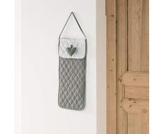 charme & douceur sac a pain matelasse 28x68cm fanny gris/blanc