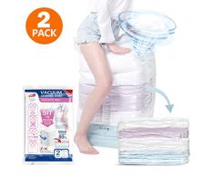 TAILI Sac Rangement Sous Vide Cube Pas Besoin de Pompe Valve Brevetée Sac Compression Sous Vide Lot de 2 80*100*38cm 80% Gain de Place Housse de Rangement Pour Vêtements Couettes Oreillers Literie