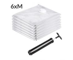 Levivo Sac sous vide, stockage peu encombrant, lot de 6, pompe manuelle de voyage incluse, sac de protection et de voyage sous vide, pompe à air incluse