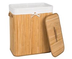 TecTake Panier à linge robuste corbeille en bambou bac à linge pliable 100L naturel 53x33,5x63cm + sac à linge amovible