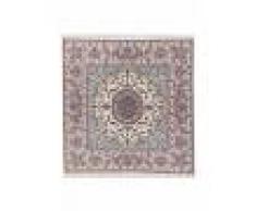 Nain Trading Tapis Ispahan Chaîne de Soie 210x208 Carré Gris Foncé/Beige (Laine/Soie, Perse/Iran, Noué à la main)