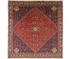Nain Trading Tapis D'orient Abadeh Sherkat 196x192 Carré Marron Foncé/Rouge (Laine, Perse/Iran, Noué à la main)