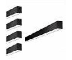 SILAMP Réglette LED 120cmx7cm 36W Suspendue NOIR (Pack de 5) - Blanc Neutre 4000K - 5500K