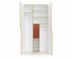 Müller Small Living Armoire Plane 100x60x200cm attirail 1 - blanc/1,9cm mélamine-revêtement/1x porte petite rouge cramoisi/ètagères: 1x 34x56cm + 2x 60,3x56cm/5x ètagère 24,4x50,5cm/2x tringle 34cm