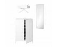 Schönbuch Urban Allrounder - Vestiaire - blanc comme la neige/laqué/1x porte-manteaux mural petit/1x miroir grand/1x commode - rangement chaussures 80x116x39.1