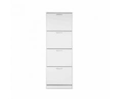 Meuble à chaussures 4 tiroirs en bois coloris blanc - MC7043 - Meubles à chaussures