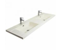 Double Vasque à poser 160 cm Lavabo de salle de bain Blanc Brillant - Installations salles de bain
