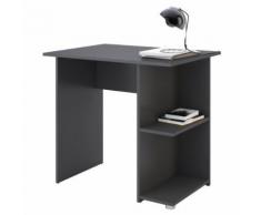 Bureau pour enfant ou adulte NOVA, bureau informatique table d'ordinateur avec rangement ouvert 2 tablettes, en mélaminé gris mat - Bureaux