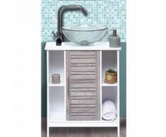 Meuble sous lavabo 1 porte 4 niches Gris cérusé - Meubles de salle de bain